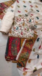 Elegant Position Work Beige Dola Silk Suit - Image 2