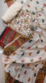 Elegant Position Work Beige Dola Silk Suit - Image 3