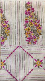 Kantha Stitch off-White Saree - Image 7