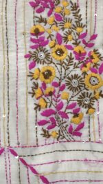 Kantha Stitch off-White Saree - Image 6