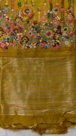 Hand-Embroidered Dola Silk Saree - Image 9