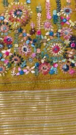 Hand-Embroidered Dola Silk Saree - Image 8