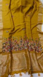 Hand-Embroidered Dola Silk Saree - Image 7