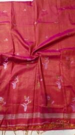 Shimmering Cotton Tissue Linen Jamdani Saree - Image 9
