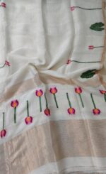 Insiya :  Linen Silk Jamdani Saree - Image 8