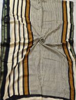 Contemporary Black & Off-White Mul Cotton Saree - Image 5
