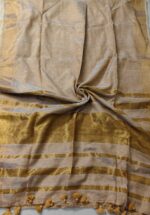 Elegant Golden Linen Saree - Image 6