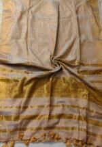 Elegant Golden Linen Saree - Image 6