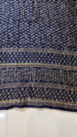 Blue Handblock Maheshwari Saree - Image 3