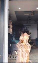 Elegant Golden Linen Saree
