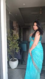 Blue Shade Ikkat design Saree