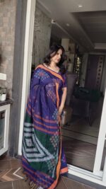 Ikkat Mul Cotton Saree - Image 2