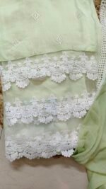 Unstitched Muslin Suit with Delicate Lace Work - Image 4