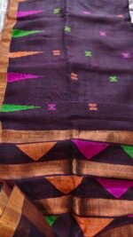 Green temple Linen Saree - Image 7