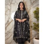 Velira Black Linen Unstitched Suit