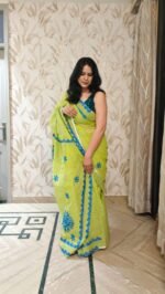 Green Patch Work Saree - Image 2