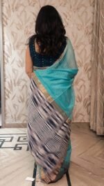Blue Shade Ikkat design Saree - Image 3