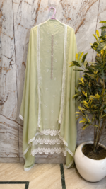 Unstitched Muslin Suit with Delicate Lace Work