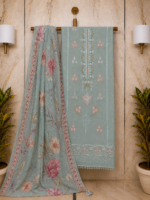 Abira Full Embroidery Green Unstitched Suit - Image 2