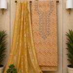 Noor Mahal Maheshwari Tissue Unstitched Suit with Pearl & Zardozi Work
