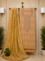 Noor Mahal Maheshwari Tissue Unstitched Suit with Pearl & Zardozi Work