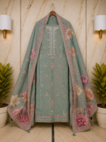 Abira Full Embroidery Green Unstitched Suit - Image 6