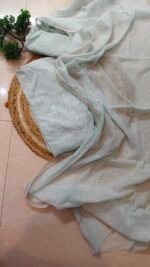 Pearl work Mul Chanderi  Powder Blue  Unstitched Suit - Image 6