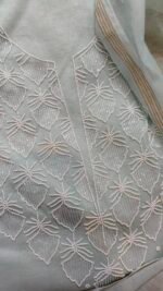 Pearl work Mul Chanderi  Powder Blue  Unstitched Suit - Image 3