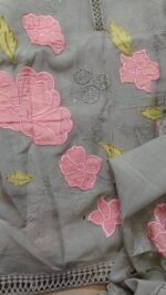 Applique Work Grey  Unstitched Suit - Image 6