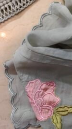 Applique Work Grey  Unstitched Suit - Image 7