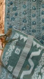Zarelle green hand embroidery unstitched suit - Image 2