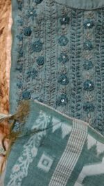 Zarelle green hand embroidery unstitched suit - Image 3