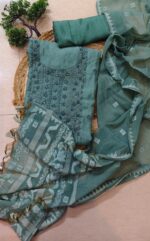Zarelle green hand embroidery unstitched suit