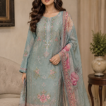 Abira Full Embroidery Green Unstitched Suit