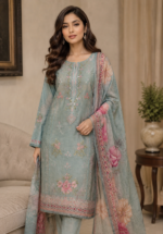 Abira Full Embroidery Green Unstitched Suit