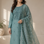 Zarelle green hand embroidery unstitched suit