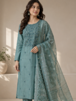 Zarelle green hand embroidery unstitched suit
