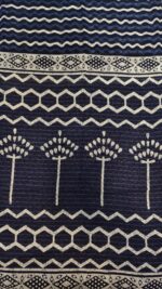 Indigo Zig-Zag Design Hand Block Saree - Image 4