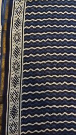 Indigo Zig-Zag Design Hand Block Saree - Image 2