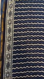 Indigo Zig-Zag Design Hand Block Saree - Image 2