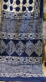 Indigo Batik Design Hand Block Saree - Image 3
