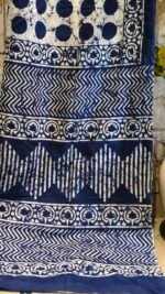 Indigo Batik Design Hand Block Saree - Image 3