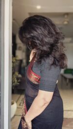 Mul Cotton Black and Red Border Saree - Image 5