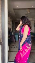 Temple Border Zari Woven Blue Saree