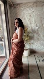 Hand Block Brown Saree - Image 3