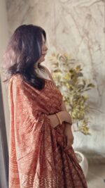 Hand Block Brown Saree