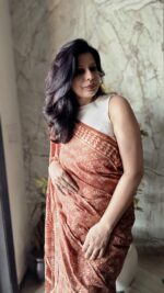 Hand Block Brown Saree - Image 6