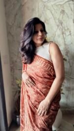 Hand Block Brown Saree - Image 6