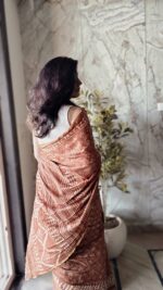 Hand Block Brown Saree - Image 5