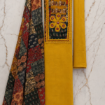 Mirror and hand work yellow cotton Unstitched Suit